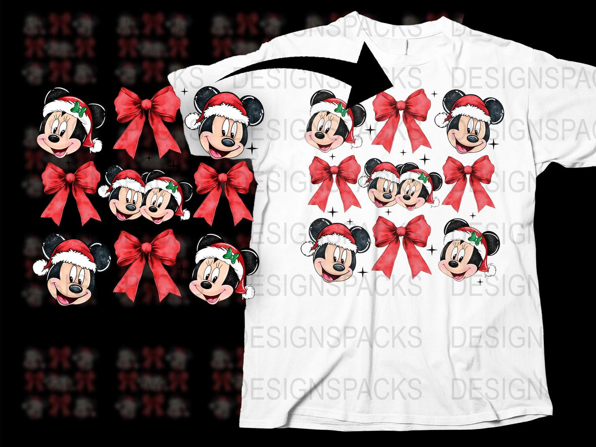Festive Minnie Mouse Christmas T-Shirt, Holiday Graphic Tee, Kids and Adults Sizes, Disney Characters, Red Bow Accents