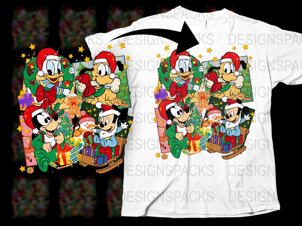 Cartoon Duck Christmas T-Shirt, Festive Holiday Tee, Fun Character Graphics, Kids and Adult Sizes