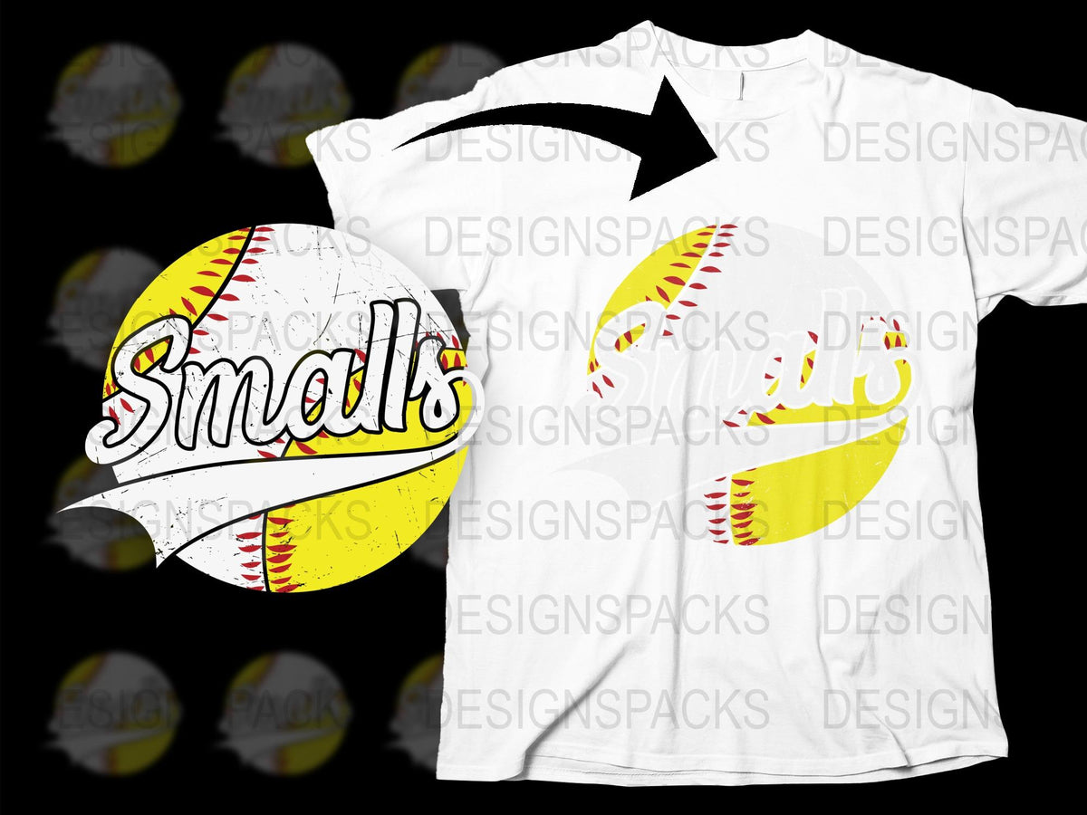 Smalls Baseball T-Shirt, Vintage Sports Graphic Tee, Yellow and Red Design, Unisex Casual Wear
