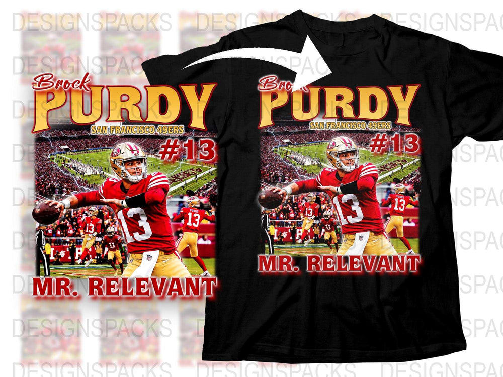 San Francisco Football T-Shirt, Brock Purdy #13, Classic Red and Gold Jersey Tee, Sports Fan Apparel