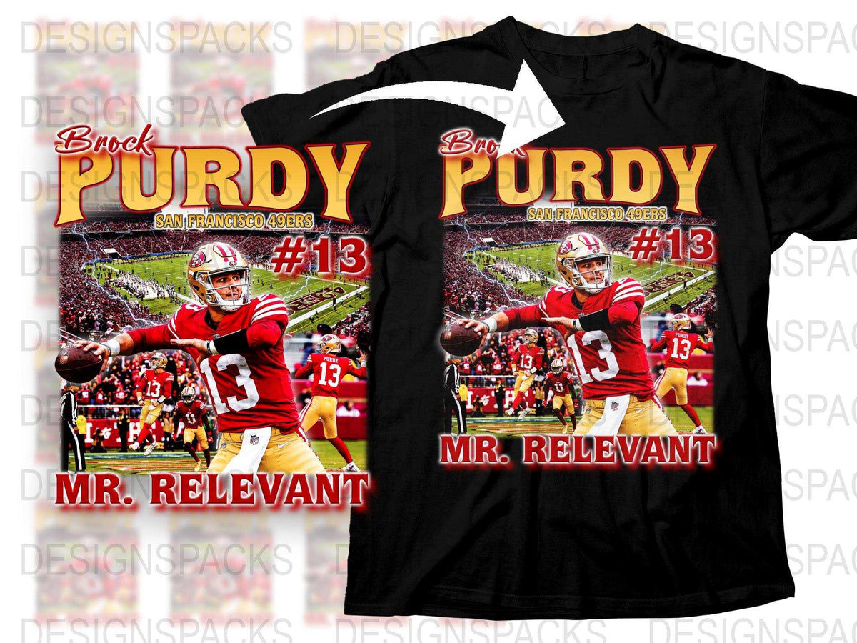 San Francisco Football T-Shirt, Brock Purdy #13, Classic Red and Gold Jersey Tee, Sports Fan Apparel