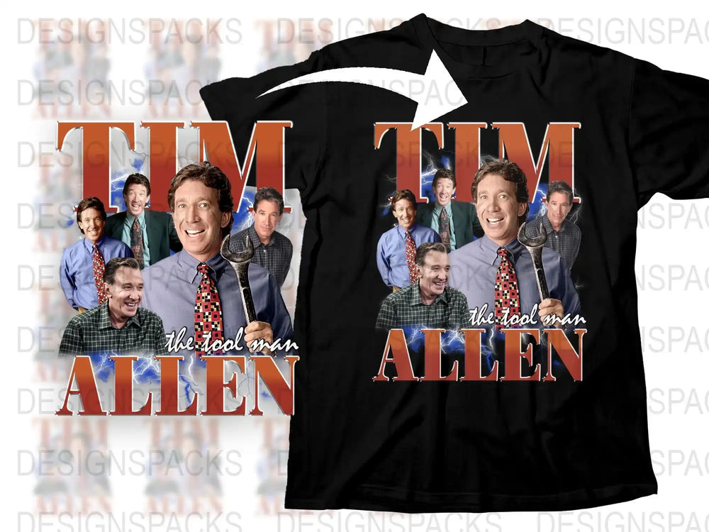 Tim Allen The Tool Man TV Show Graphic T-Shirt, Vintage Style Fan Tee, Classic Television Series Merchandise, Unisex Black Top
