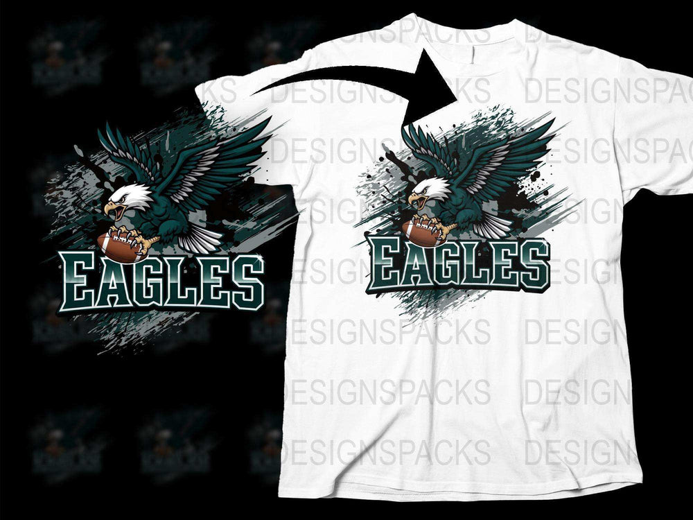 Men's Eagle Graphic T-Shirt, White Sports Team Shirt, Casual Bird Design Tee, Athletic Wear Top