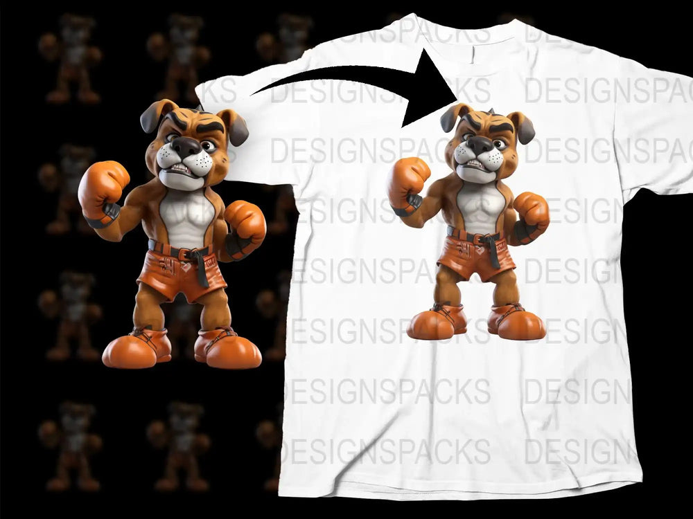Kids Boxing Bulldog T-Shirt, Cartoon Dog Fighter Graphic Tee, Boys Girls Casual Shirt