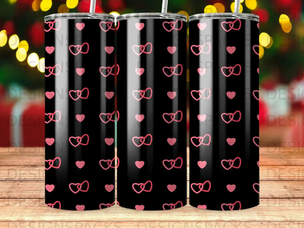 Black background Pink hearts linked hearts love pattern product type