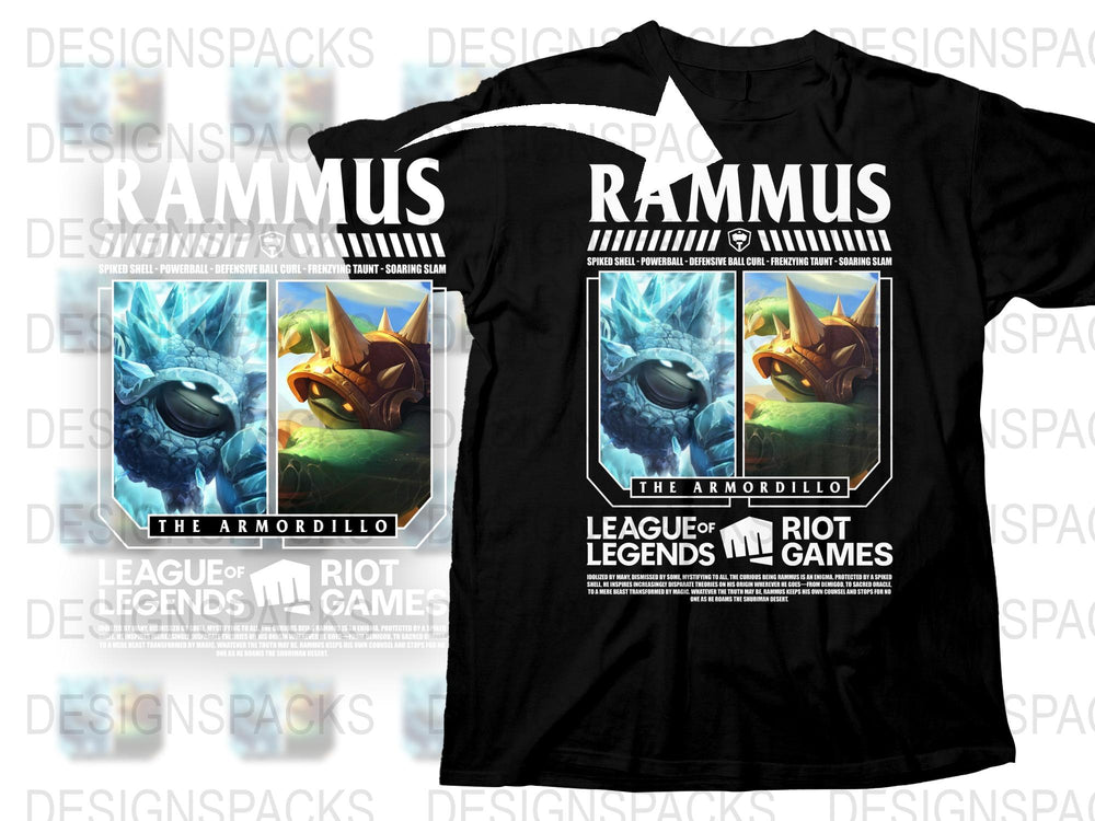 League of Legends Rammus T-Shirt, The Armordillo Graphic Tee, Gamer Apparel, Riot Games Merchandise