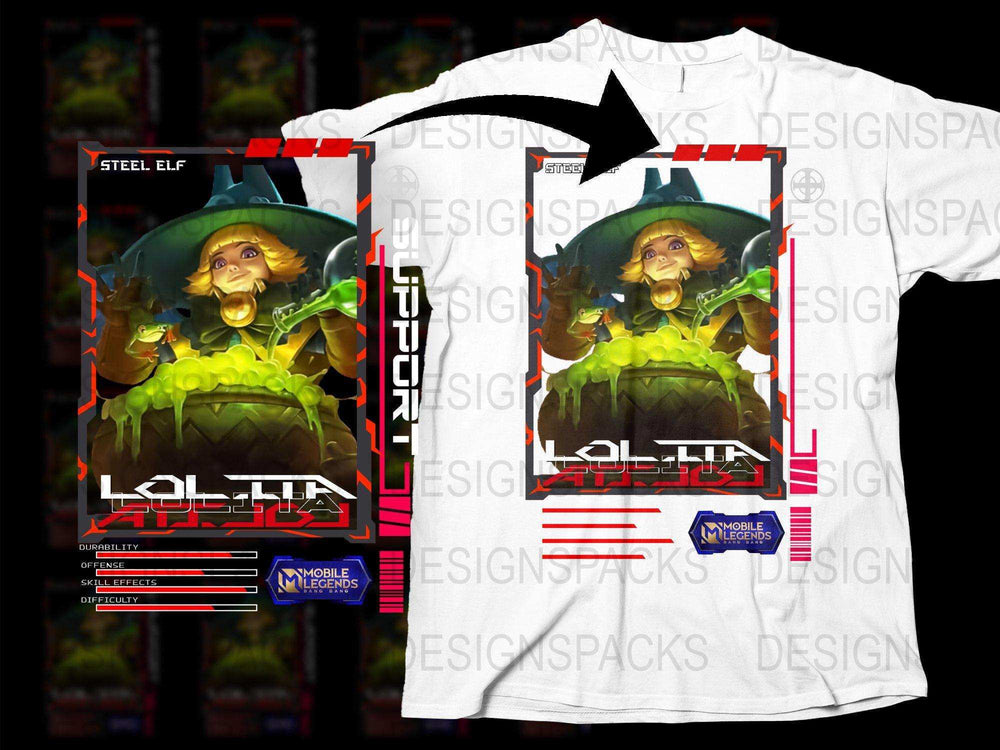 Mobile Legends Steel Elf Graphic T-Shirt, Gamer Apparel, Cool Fantasy Character Tee, Vibrant Colorful Design, Unisex Clothing