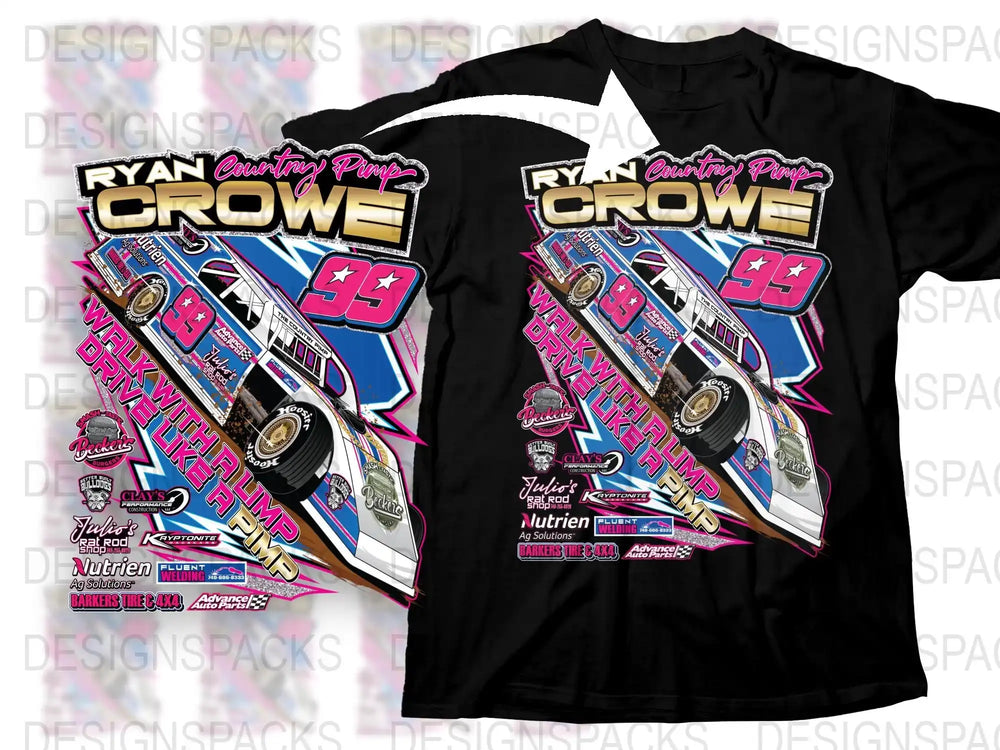 Ryan Crowe Country Pumps Racing T-Shirt, Motorsport Graphic Tee, Dirt Track Car Design, Racing Fan Apparel, Gift for Race Enthusiasts