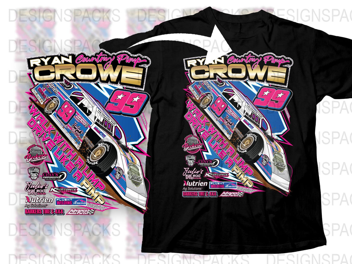 Ryan Crowe Country Pumps Racing T-Shirt, Motorsport Graphic Tee, Dirt Track Car Design, Racing Fan Apparel, Gift for Race Enthusiasts