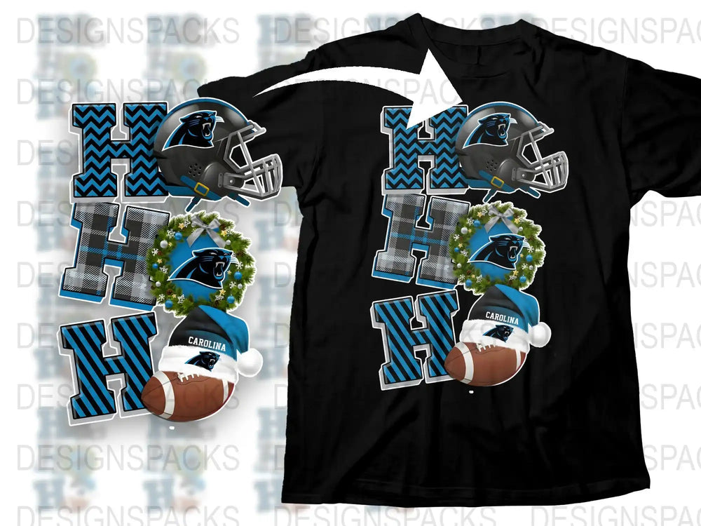Carolina Blue and White Sports Team T-Shirt with Mascot and Football Design, Fan Apparel
