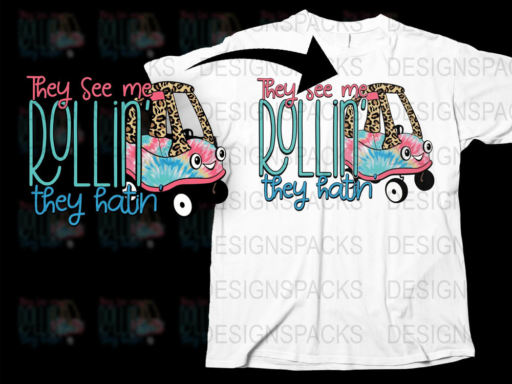 Colorful Rolling Gnomes T-Shirt, Funny Garden Gnome Car Graphic Tee, Unique Gift Idea