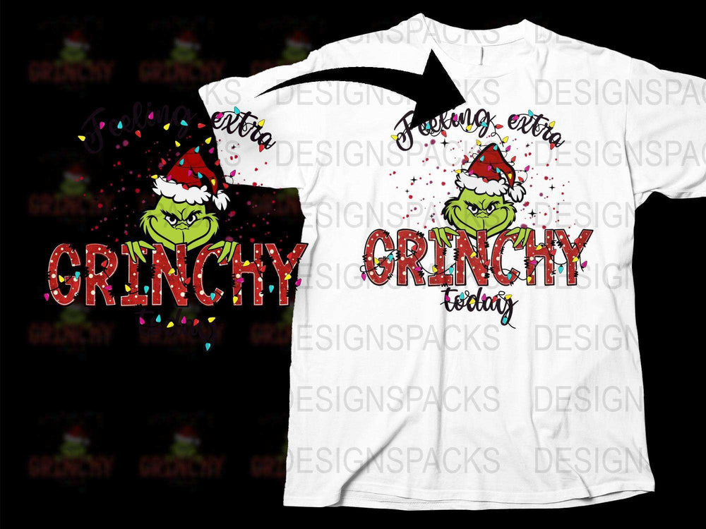 Festive Grinchy T-Shirt, Funny Christmas Shirt, Extra Grinchy Today, Holiday Tee for Adults and Kids