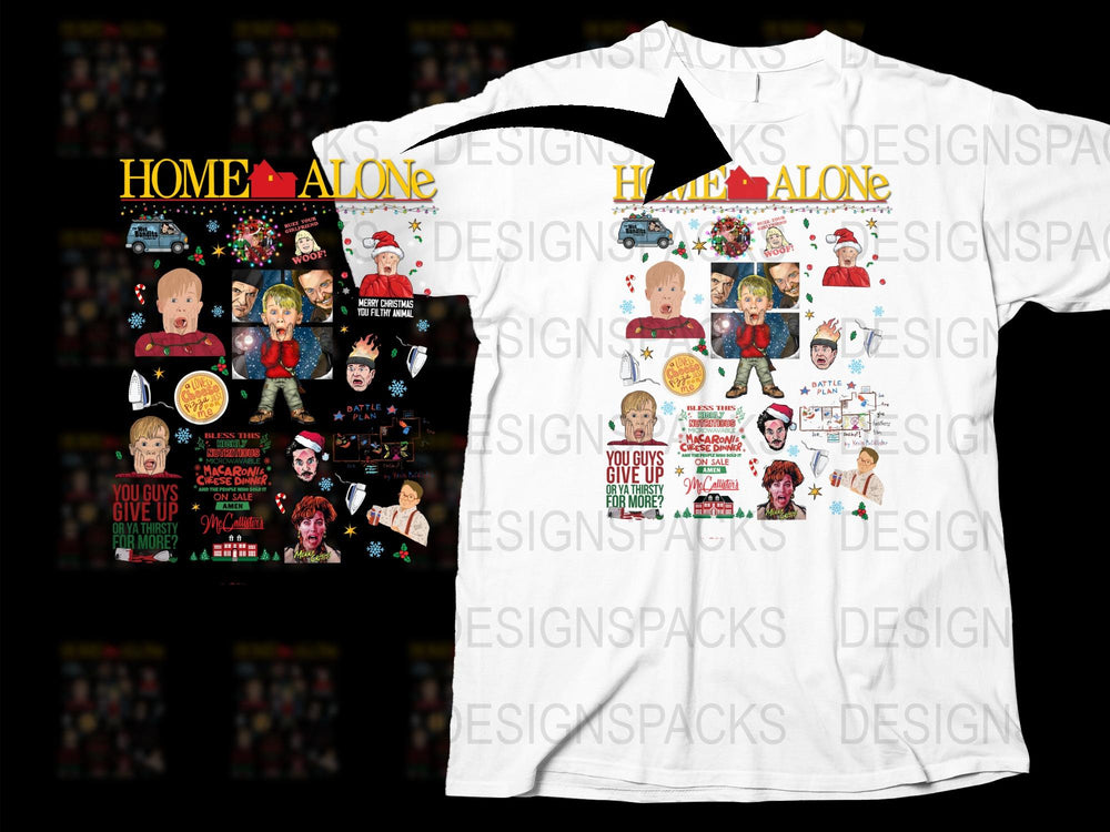 Home Alone Movie Inspired T-Shirt, Classic Christmas Film Characters, Holiday Casual Wear, Unisex Graphic Tee