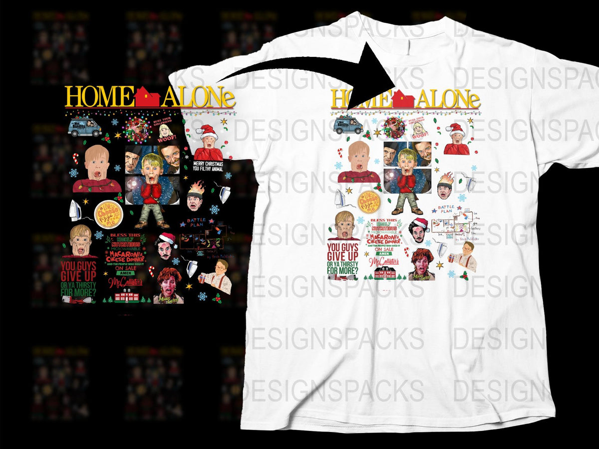 Home Alone Movie Inspired T-Shirt, Classic Christmas Film Characters, Holiday Casual Wear, Unisex Graphic Tee