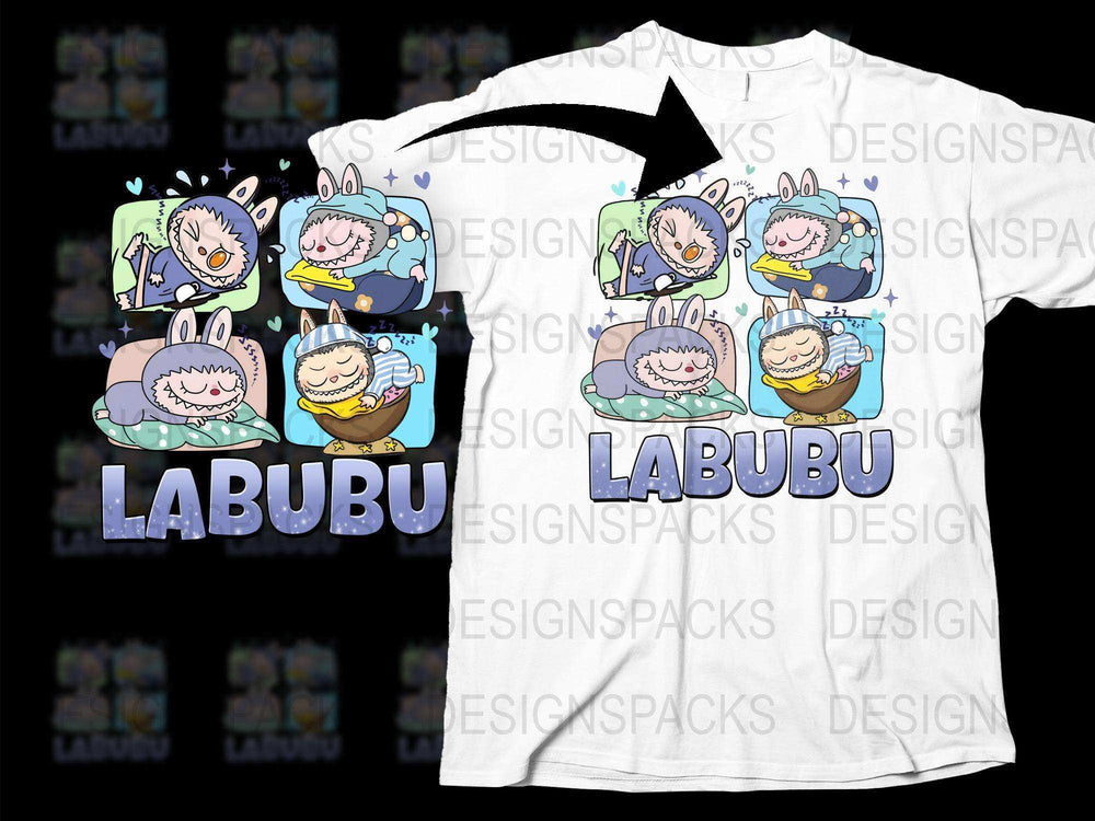 Cute LABUBU Cartoon Character T-Shirt, Creative Graphic Tee for All Ages, Unique Gift Idea