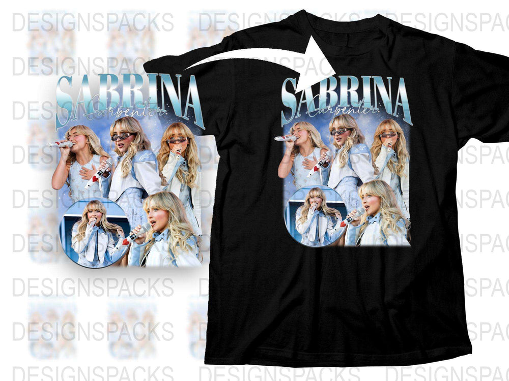 Sabrina Trendy Pop Star Graphic T-Shirt, Stylish Women's Casual Tee, Multiple Poses, Fashion Top, Music Artist Inspired Shirt
