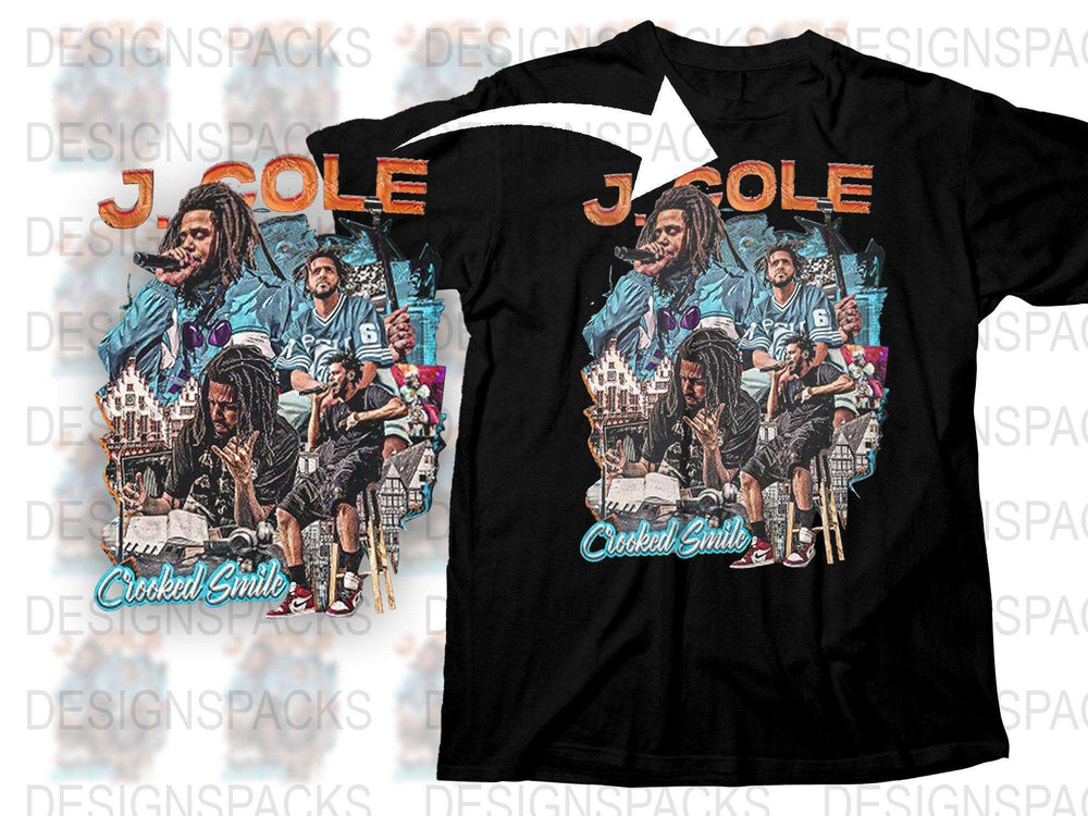 J Cole Crooked Smile T-Shirt, Hip Hop Artist Graphic Tee, Music Fan Merch, Unisex Black Cotton Shirt
