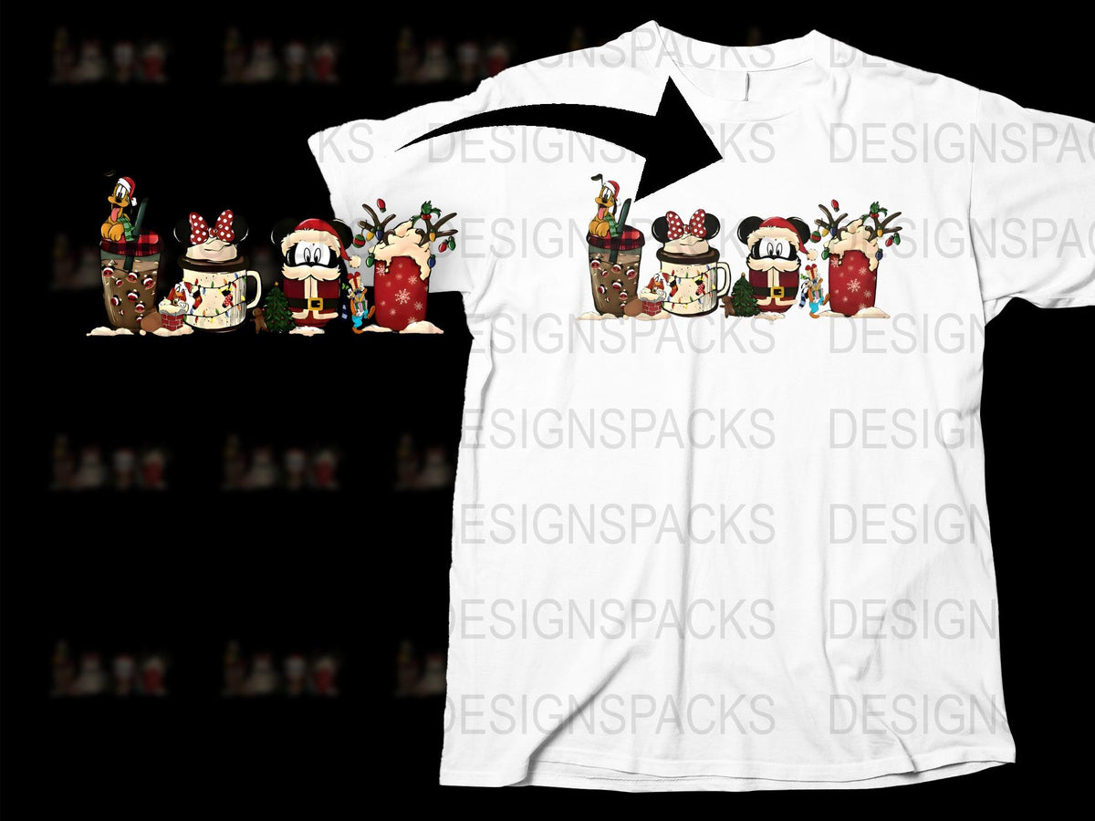 Christmas T-Shirt with Santa and Reindeer Design, Festive Holiday Graphic Tee, Unisex Adult Sizes