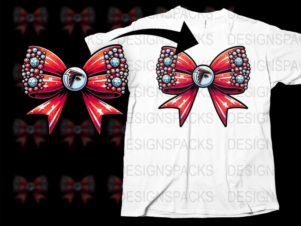 Rhinestone Cheer Bow T-Shirt, Red and Blue Sparkly Cheerleader Tee, Girls' Sports Fan Apparel, Custom Graphic Shirt