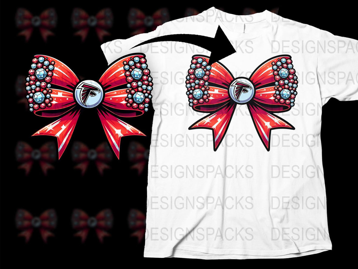 Rhinestone Cheer Bow T-Shirt, Red and Blue Sparkly Cheerleader Tee, Girls' Sports Fan Apparel, Custom Graphic Shirt