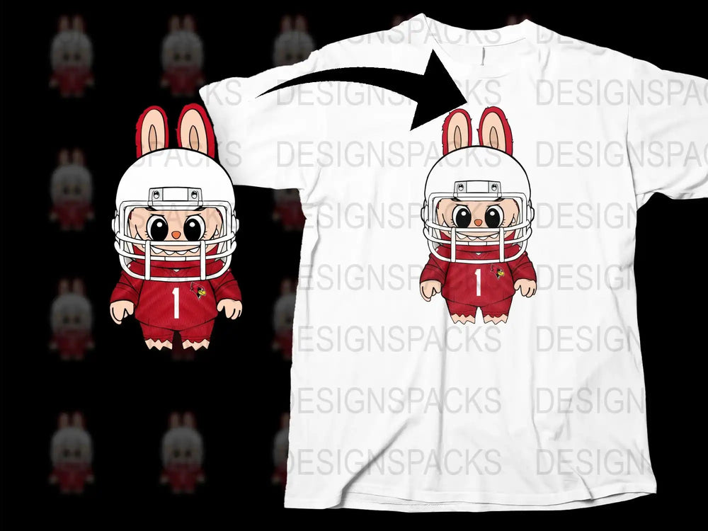Cute Rabbit Football Player T-Shirt, Kids Sports Graphic Tee, Cartoon Animal Design, Unisex Children's Clothing