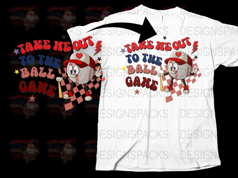 Baseball Game T-Shirt, Cartoon Glove Graphic, 'Take Me Out, ' Men's Women's Unisex Tee, Sports Fan Gift