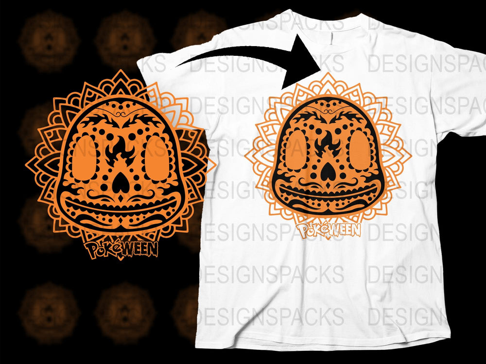 Pumpkin King Halloween T-Shirt, Spooky Skull Graphic Tee, Orange and White Design, Unisex Adult Clothing