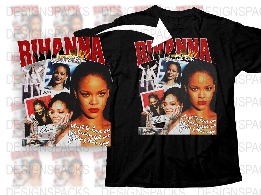 Rihanna T-Shirt, Album Cover Collage, Graphic Tee, Urban Music Fashion, Unisex Black Top, Trendy Streetwear, RandB Icon Apparel