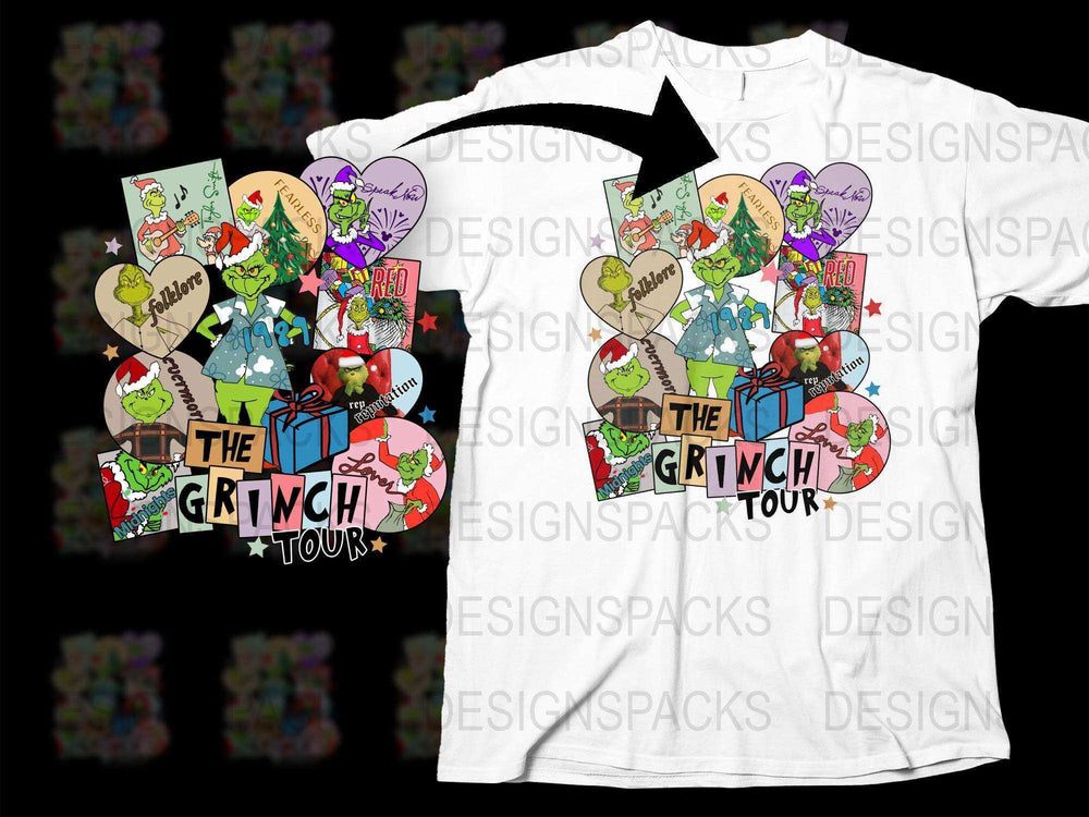 Grinch Tour Graphic T-Shirt, Whimsical Christmas Character Tee, Festive Holiday Gift Idea