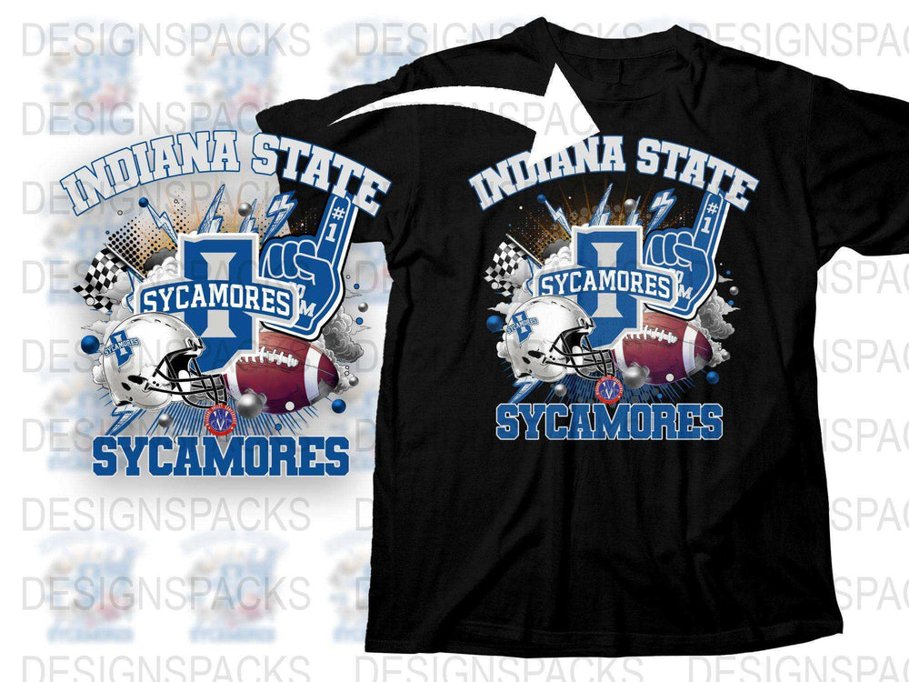 Indiana State Sycamores T-Shirt, Football Graphic Tee, Sports Fan Apparel, Collegiate Black Shirt