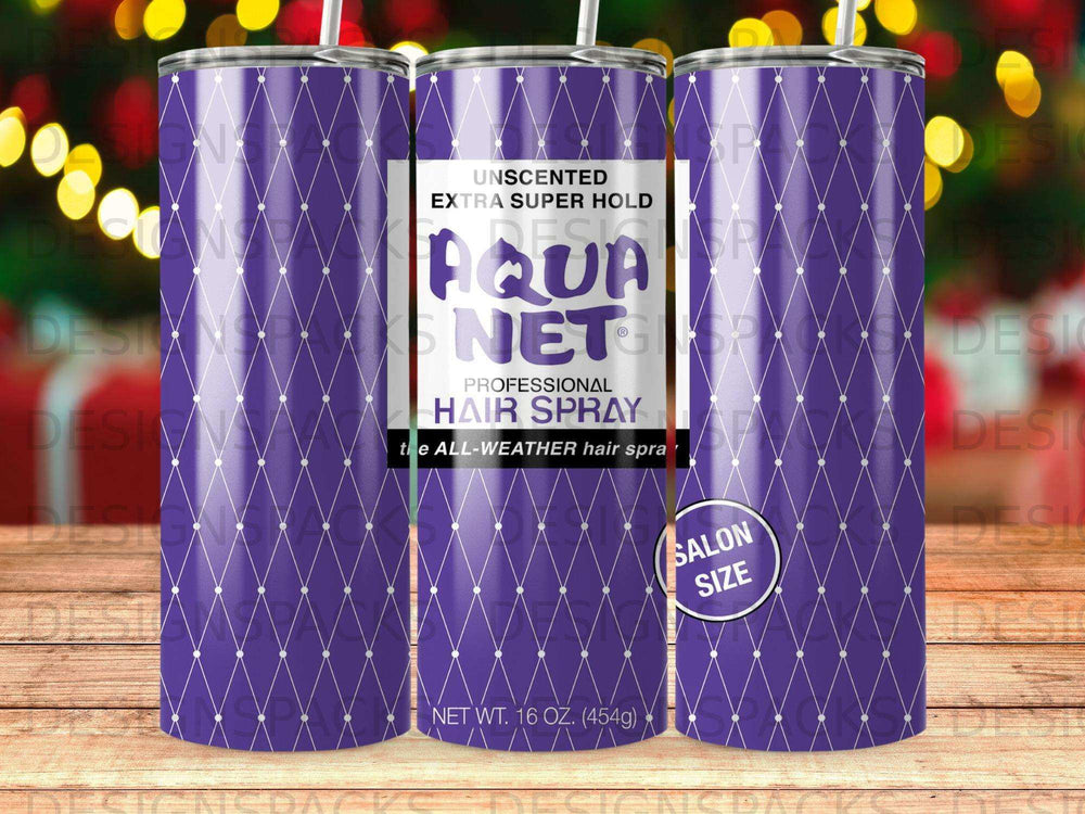 AQUA NET hair spray can with "Salon Size" label.