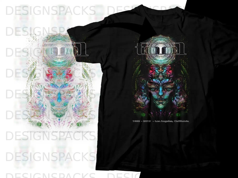 Black t-shirt with abstract face art, "Tool" logo, and concert dates.
