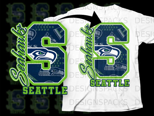 Seattle Seahawk S Design Graphic Tee Shirt