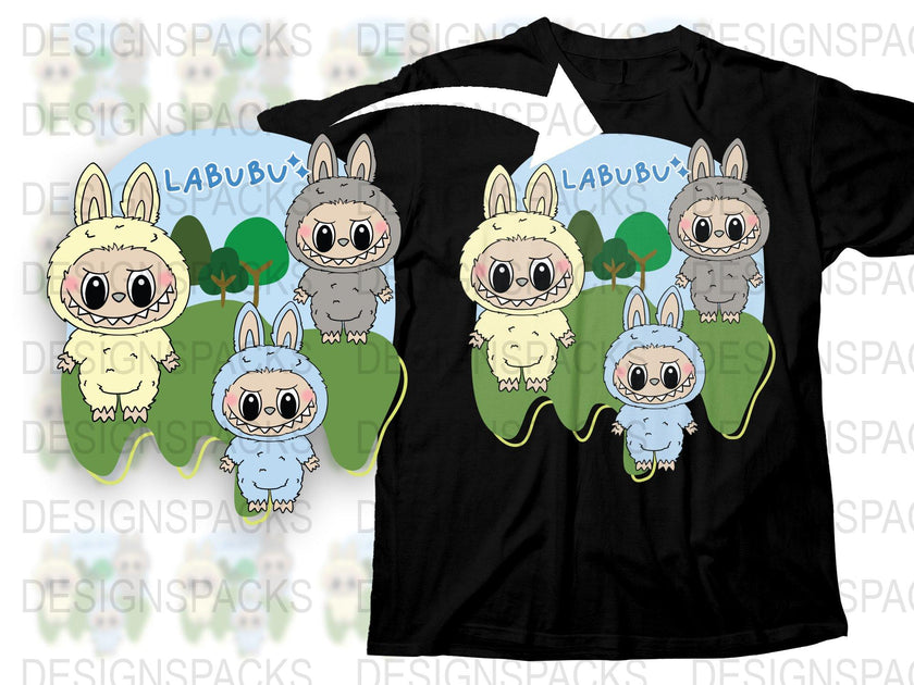 Cute Labubu Colorful Graphic Png Digital Download