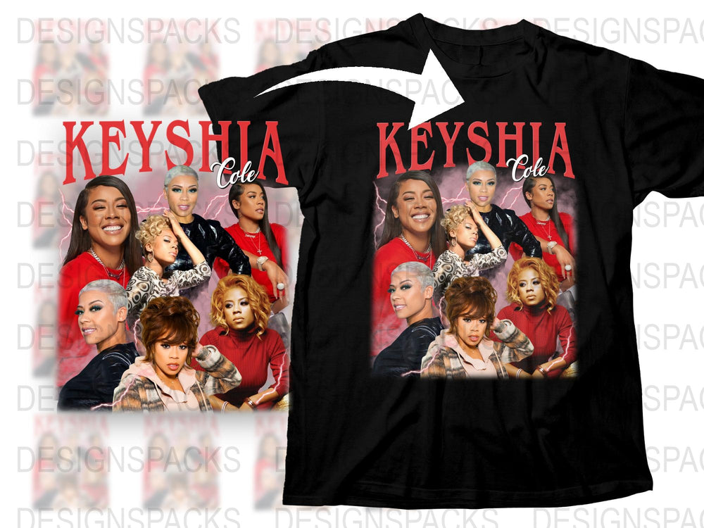 Keyshia Cole Graphic T-Shirt, Vintage Style Photo Collage Tee, Music Artist Fan Apparel