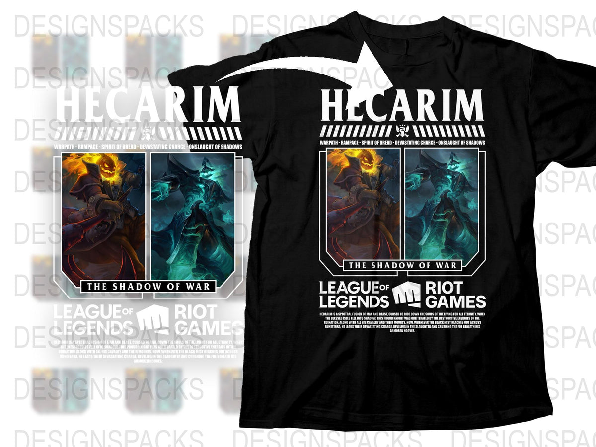 League of Legends Hecarim T-Shirt, The Shadow of War Graphic Tee, Gaming Apparel, Riot Games Merchandise
