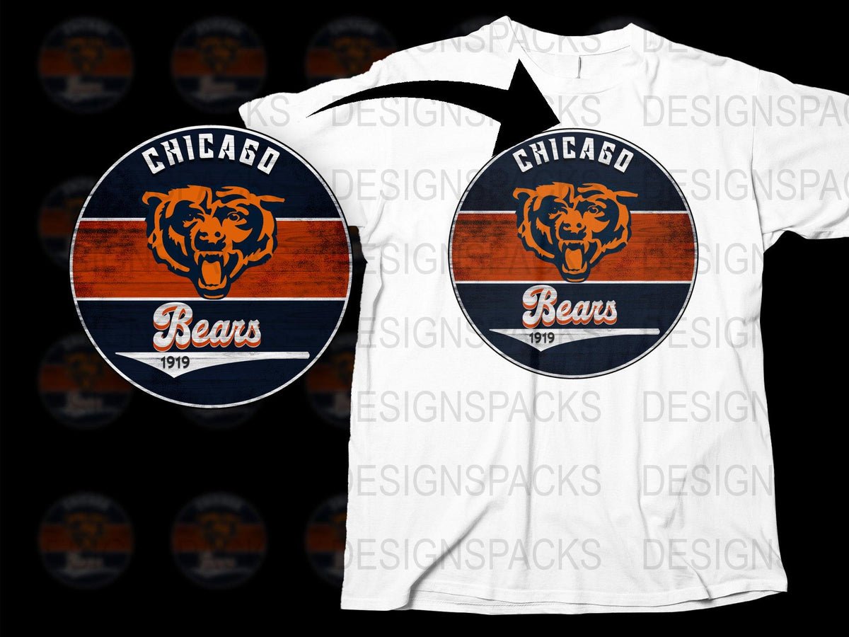 Chicago Bears Vintage Logo T-Shirt, Distressed Look, Sports Fan Apparel, 1919 Graphic Tee