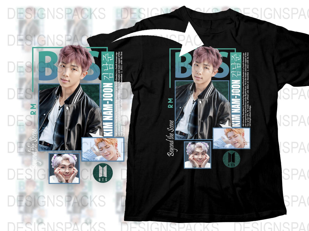 BTS RM Fan T-Shirt, K-Pop Idol Namjoon Graphic Tee, Unisex Black Cotton Shirt, Music Pop Culture Apparel