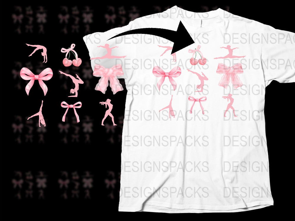 Ballet Dancer Graphic T-Shirt, Pink Ribbon Design, Women’s Stylish Dance Tee, Casual Wear