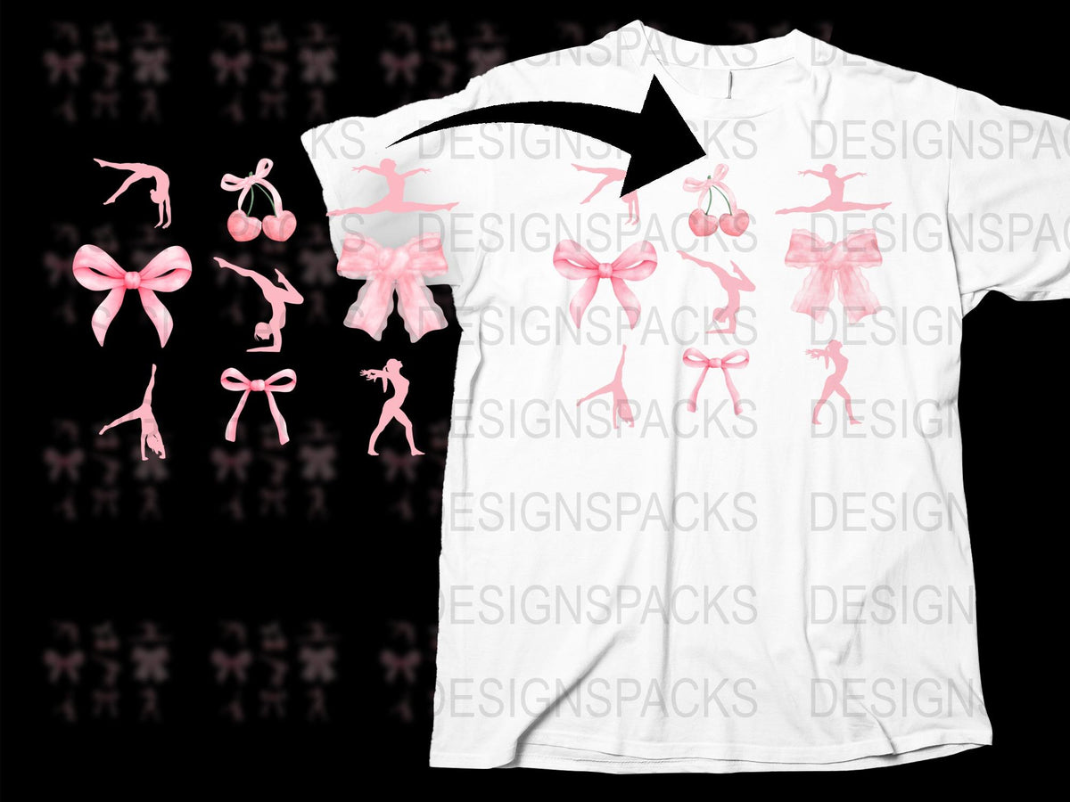 Ballet Dancer Graphic T-Shirt, Pink Ribbon Design, Women’s Stylish Dance Tee, Casual Wear