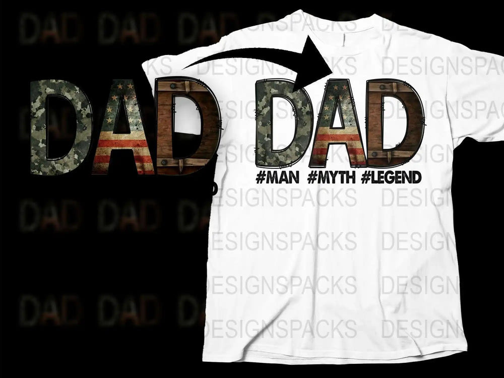 Dad Man Myth Legend T-Shirt, Father's Day Gift, Rustic Style Tee, Cool Dad Shirt, Unique Men's Graphic Tee.
