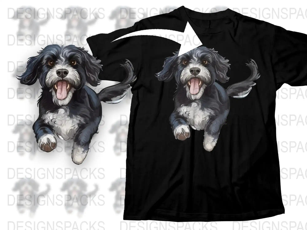 Cute Black Dog T-Shirt, Playful Puppy Graphic Tee, Animal Lover Gift, Unisex Adult Clothing