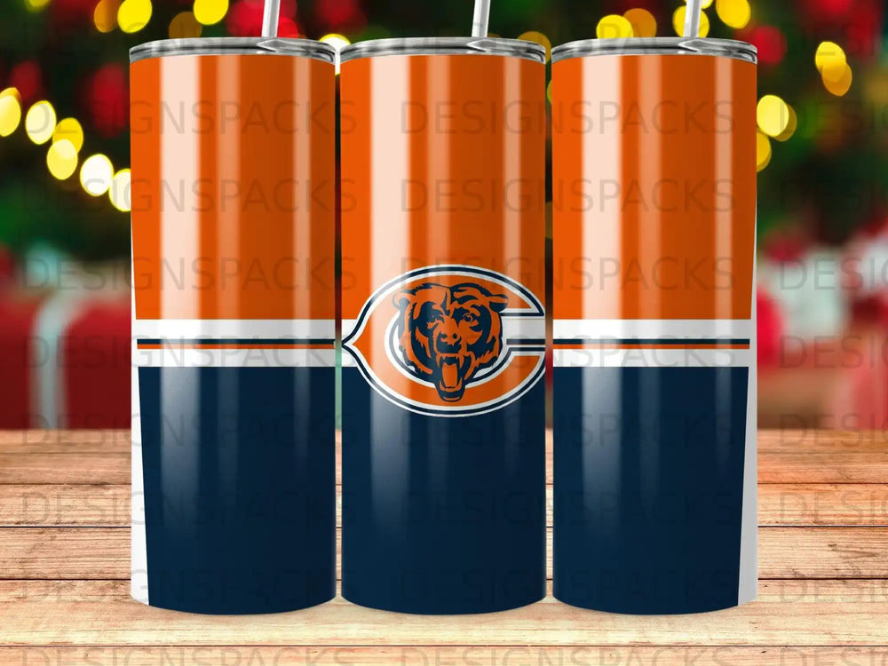 Chicago Bears bear head logo orange blue tumbler product type