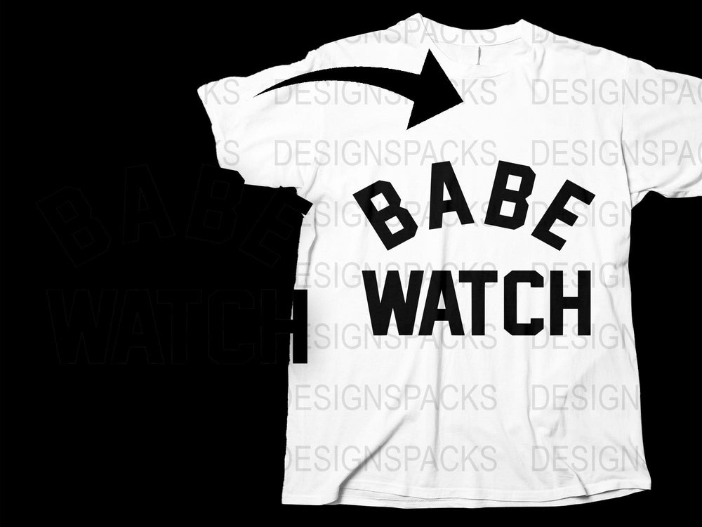 Babe Watch Graphic T-Shirt, Bold Letters Fun Summer Top, Trendy Black and White Tee