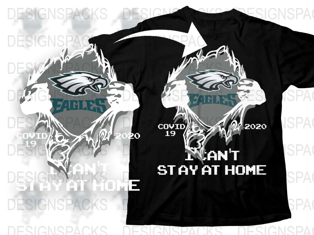 Eagles Themed T-Shirt 2020, COVID-19 I Want Stay at Home Quote, Unisex Black Tee