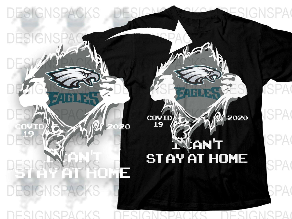 Eagles Themed T-Shirt 2020, COVID-19 I Want Stay at Home Quote, Unisex Black Tee