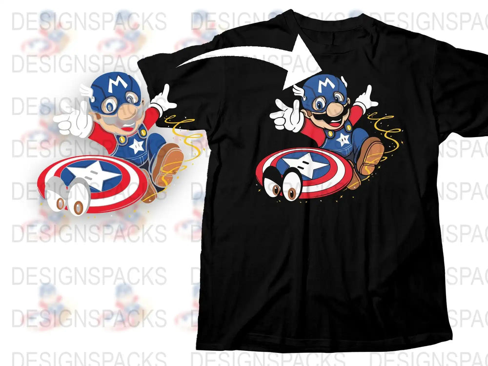 Captain America Inspired Cartoon T-Shirt, Superhero Graphic Tee, Marvel Fan Apparel, Men's and Women's Sizes Available