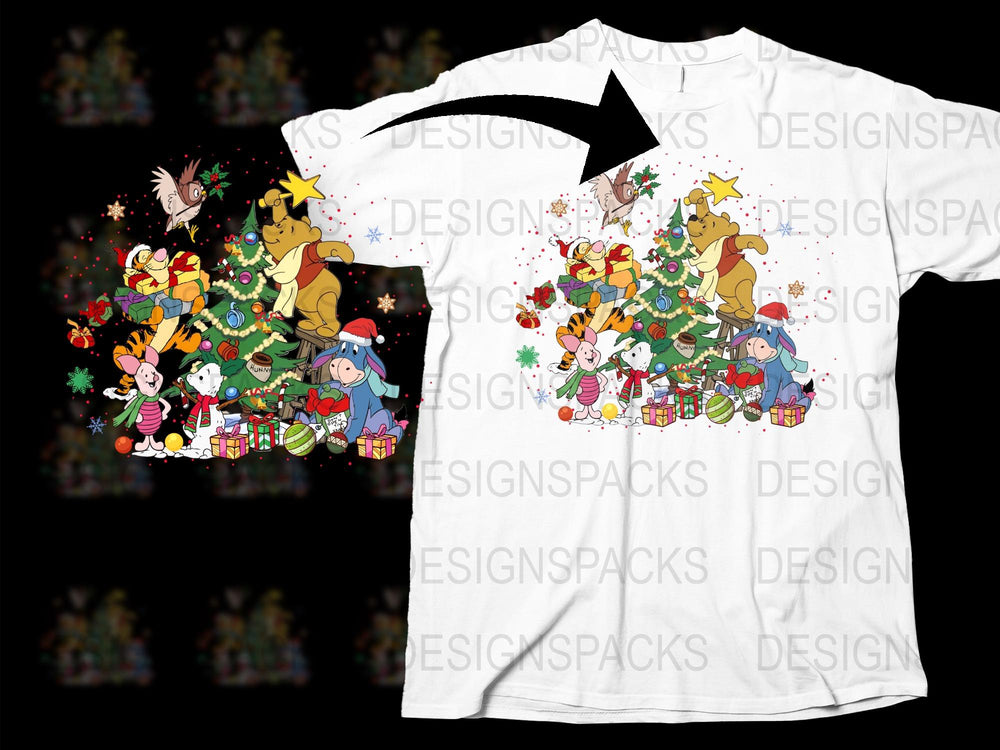 Disney Christmas T-Shirt, Cartoon Characters Holiday Tee, Festive Kids and Adults Apparel