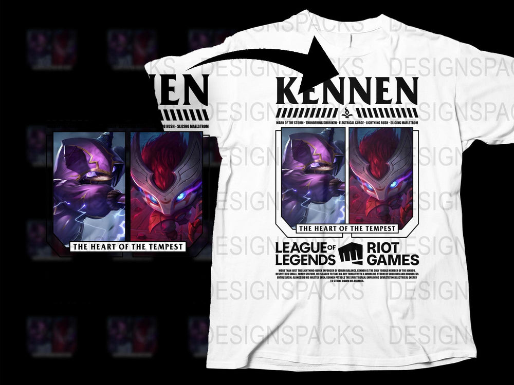 League of Legends Kennen T-Shirt, The Heart of the Tempest Graphic Tee, Gamer Apparel, Unisex Cotton Shirt