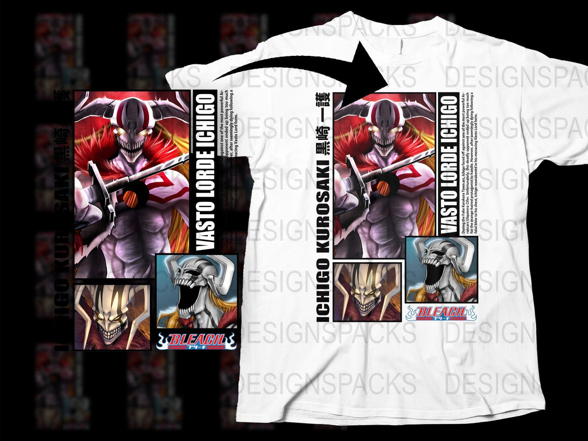 Anime Graphic T-Shirt, Vasto Lorde Ichigo Design, Full Color Print, Unisex Manga Tee, Casual Streetwear, Bold Chic Fashion